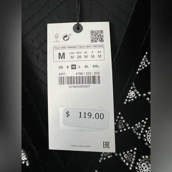 RARE ZARA sequin velvet holiday festive dress - NWT - size medium - Picture 5 of 5